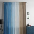 thumbnail image 5 of Blue Brown Semi Sheer Curtains Drapes for Living Room, Bedroom, French Doors Window 54 Inches Long, Gradient Wood Grain Farmhouse Country Rod Pocket Chiffon Curtain Drapery Voile Draperies Panel, 5 of 6
