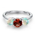 thumbnail image 3 of Gem Stone King 925 Sterling Silver Red Garnet and Simulated White Opal Engagement Ring for Women | 2.00 Cttw | Round 6MM | Gemstone January Birthstone | Size 7, 3 of 6