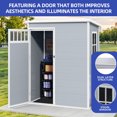 thumbnail image 2 of ModFusion 4.61×2.65×6.32 ft Plastic Storage Shed with Window, Floor, 65 Cu.ft Portable Resin Vertical Garage Organizer, Outdoor Trash Can, Gray, 2 of 10