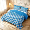 thumbnail image 3 of Manfei Contemporary Grid Quilt King,Checkered Art King Coverlet Set,Blue,3 Pieces,1 Bedspread and 2 Pillowcases, 3 of 7