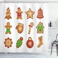 thumbnail image 1 of Ambesonne Gingerbread Man Shower Curtain, Various Cookies, 69"Wx84"L, Pale Brown Green Red, 1 of 3