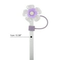 thumbnail image 2 of Unique Bargains 4 Pcs Flower Straw Cover Cap for Office Purple Silicone, 2 of 5