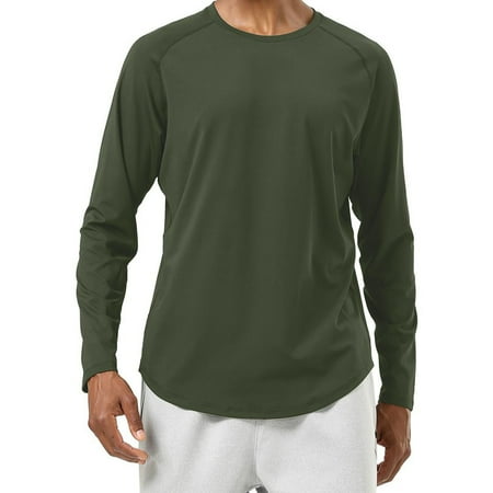 WBQ Mens UPF 50+ UV Sun Protection Shirts Quick Dry Long Sleeve Athletic T Shirt Breathable Stretchy Workout Rash Guards Outdoor Shirt for Hiking Running Fishing M-2XL