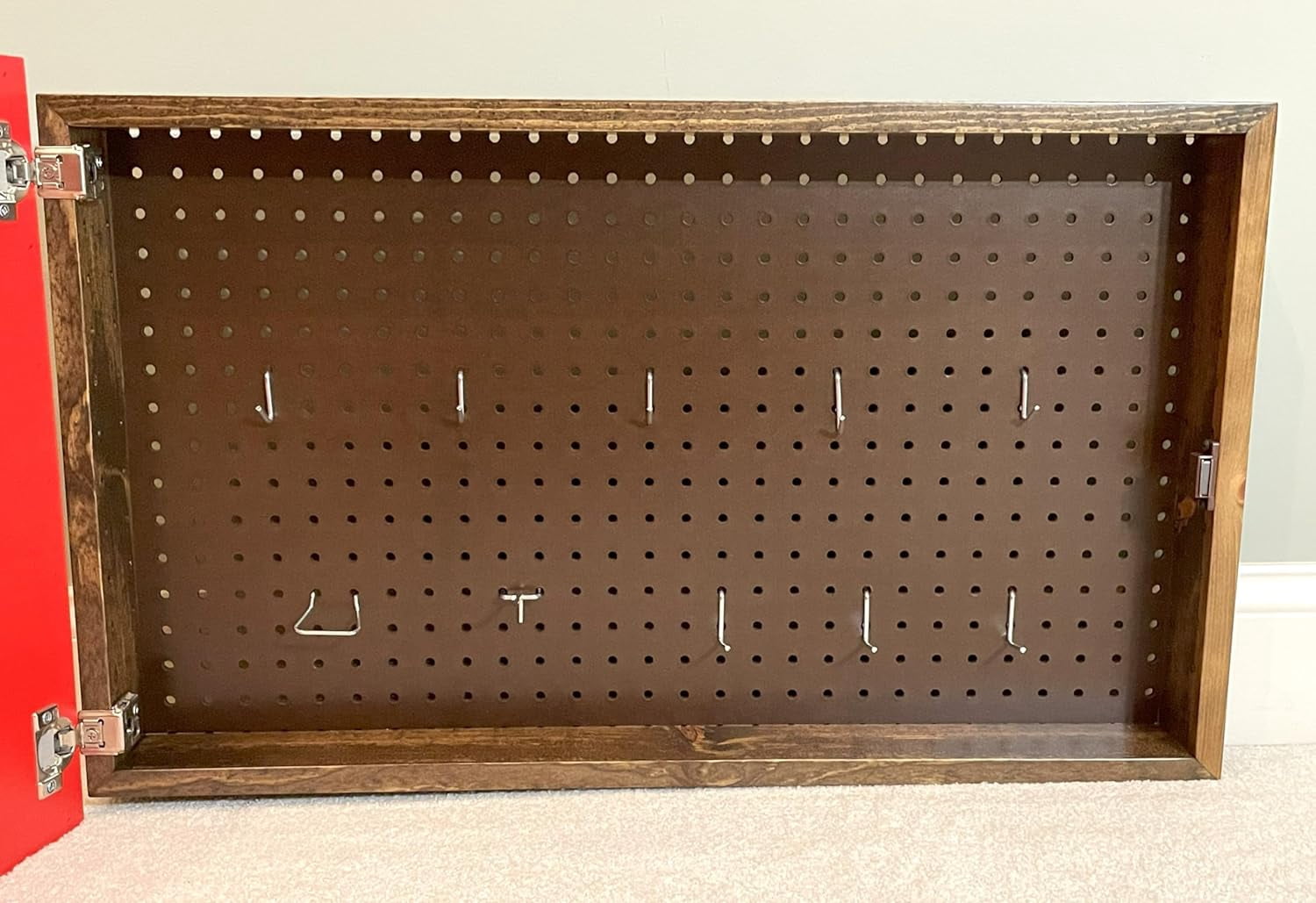 American Flag Concealed/Hidden Cabinet/Box for Guns, Knives, Anything. Configurable Pegboard Back, Removable Shelves. 31x19x4