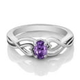 thumbnail image 2 of Gem Stone King 925 Sterling Silver Oval Purple Amethyst Ring for Women (0.45 Cttw, Gemstone Birthstone, Available in Size 5, 6, 7, 8, 9), 2 of 5