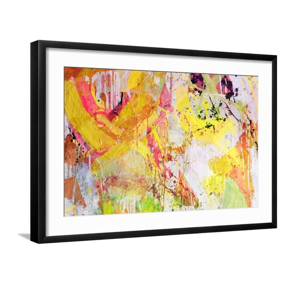 Art.com Mixed Technics, Expression Abstract Painting Art Print by dpaint, Black Frame Wall Art, 29" x 21"