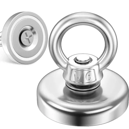 

2pcs Super Strong Magnetic Hooks 120lb+ Pull Magnetic Hooks Heavy Duty Rare Earth Neodymium Magnets With Countersunk Hole Eyebolt For Hanging Magnetic Fishing Cruise Ship Sailing Camping