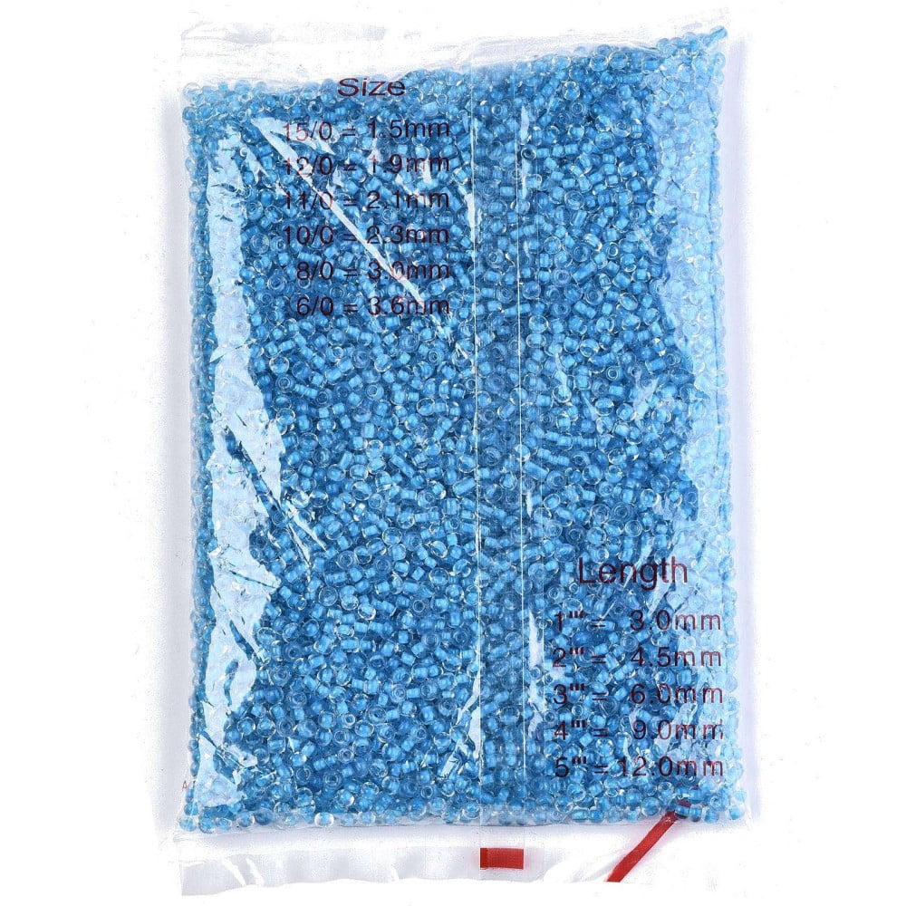 1Bag 6/0 Glass Seed Beads Transparent Inside Colours Round Hole Round Deep Sky Blue 6/0 4~5x2.5~4.5mm Hole: 1.2mm about 4500pcs/bag