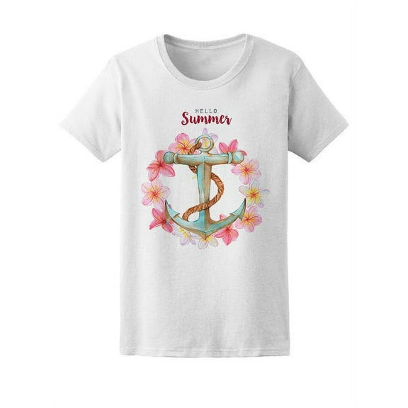 Floral Wreath And Anchor T-Shirt Women -Image by Shutterstock, Female x-Large
