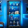 thumbnail image 2 of TOPCOMFY 70.8" Display Cabinet with Glass Doors, 5-Tier Curio Cabinet with 3 Color Lights for Collectibles, Glass Display Case with Lock, Storage Cabinets, Black, 2 of 10
