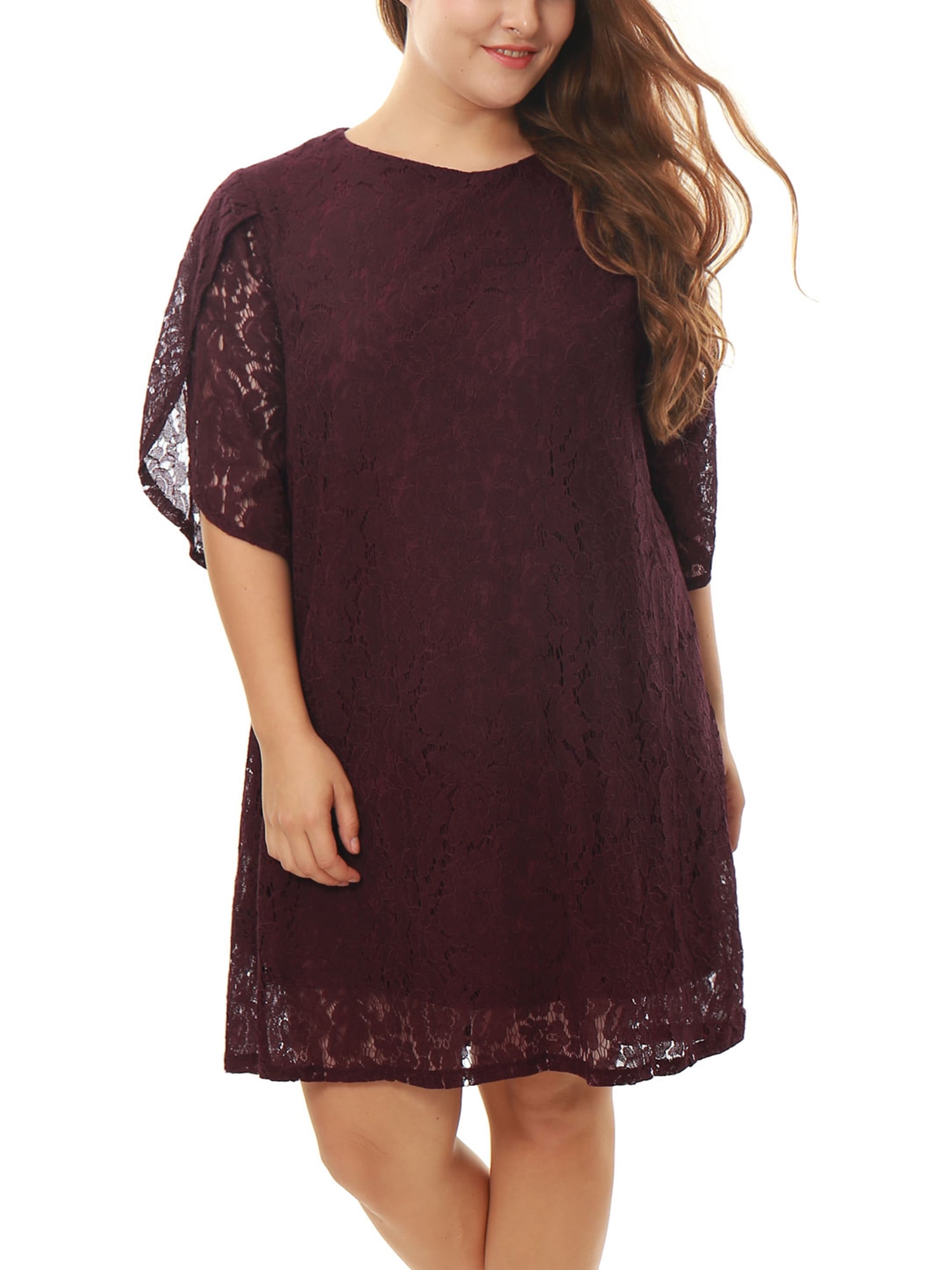purple lace shift dress