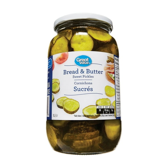 Great Value Bread & Butter Sweet Pickles, 1L