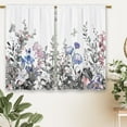 thumbnail image 6 of Pink Blue Grey Wildflower Kitchen Curtains Spring Flower Floral Small Short Cafe Window Curtains Botanical Spring Plant Bathroom Window Drapes Treatment Tier Curtains 2 Panels (27.5x39 Inch), 6 of 6