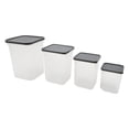 thumbnail image 1 of Mainstays 4 pack Grey Plastic Square Food Storage Container Set, Kitchen Pantry Organizer for Dry Food Storage, 1 of 5