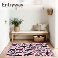 thumbnail image 3 of ODIKA 6'x9' Machine Washable Non-Slip Area Rug, Prehistoric Alphabet Learning with Ancient Creature Educational High Traffic Rug with Pad, Pink, 697972, 3 of 8