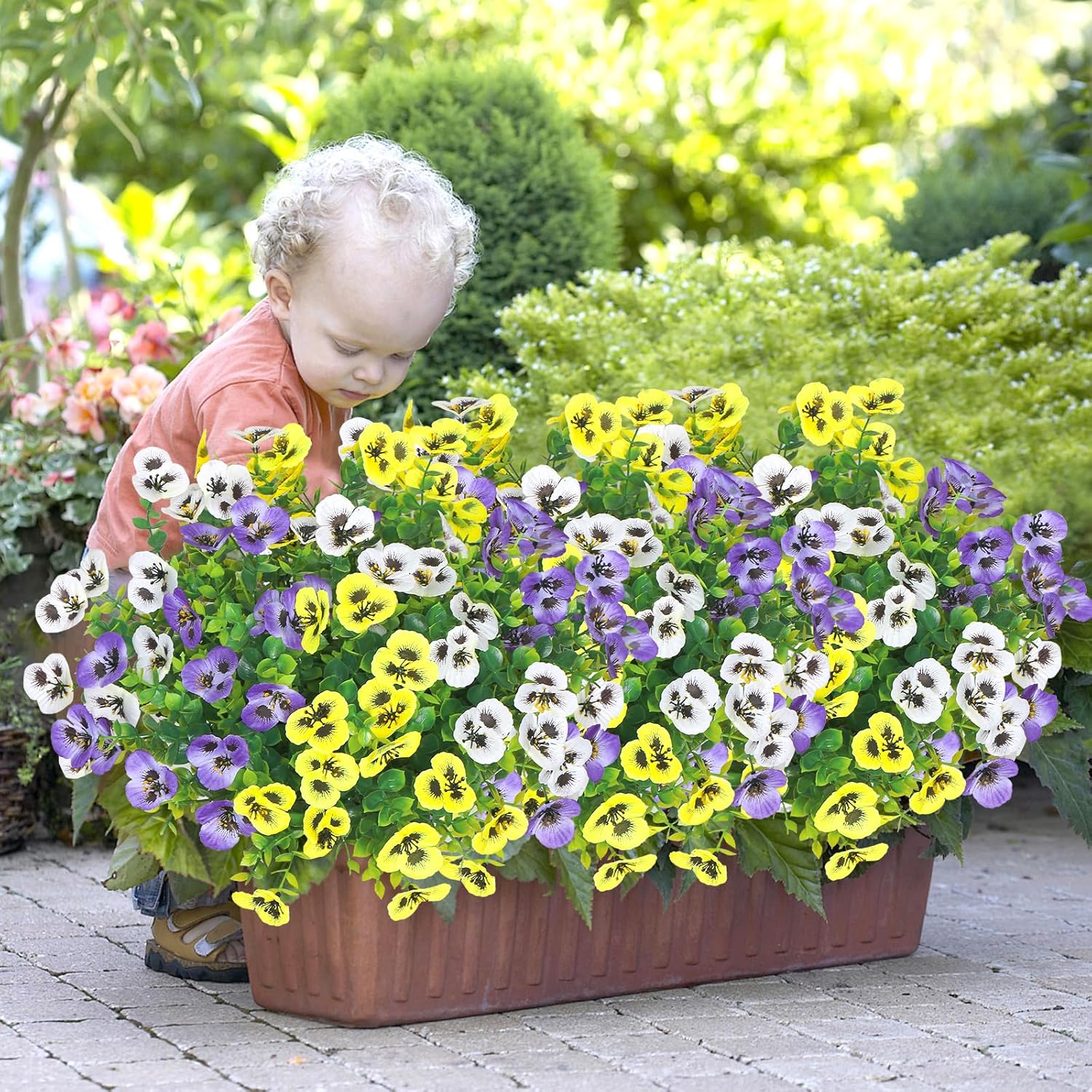Artificial Flowers for Outdoor, 12 Bundles Fake Flowers, Realistic Faux Silk Pansy Flower Artificial Plants for Home Porch Patio Planter Spring Easter Decor