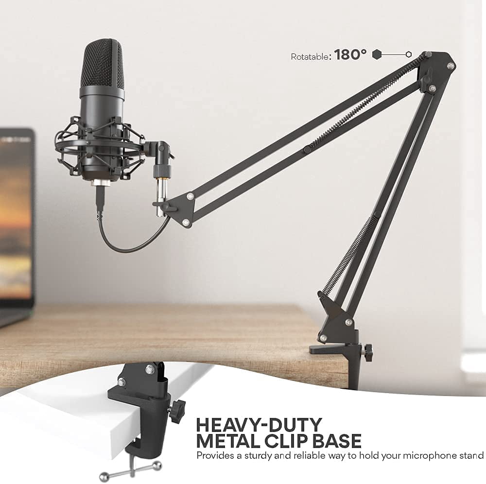 Feur USB Microphone, 192KHZ/24Bit Plug & Play PC Computer Podcast Condenser Cardioid Metal Mic Kit with Professional Sound Chipset for Recording, Gaming, Singing, Youtube (FU-CM34USB)