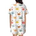 thumbnail image 6 of Uemuo Colorful Crabs Pattern Women's Short-Sleeved Pajama, Button-Front Loungewear, 2-Piece Summer Sleepwear, Elastic Drawstring Shorts-Medium, 6 of 7
