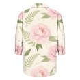 thumbnail image 5 of QASIEATN Women's Cotton Linen 3/4 Sleeve Shirt Top Summer Casual Cute Lapel Loose Comfy Blouses, 5 of 5