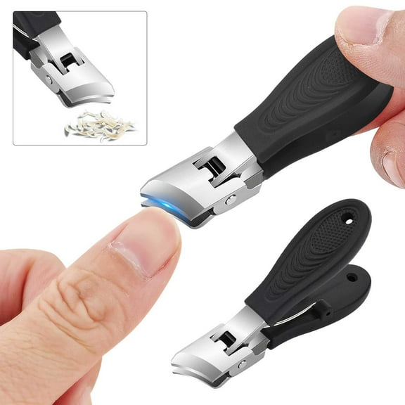 Wide Jaw Nail Clipper, Stainless Steel Nail Trimmer, Anti-Splash Ergonomic Non-Slip Handle, Rust-Resistant Durable Slanted Cutter for Thick Fingernails and Toenails, Easy Clean Design