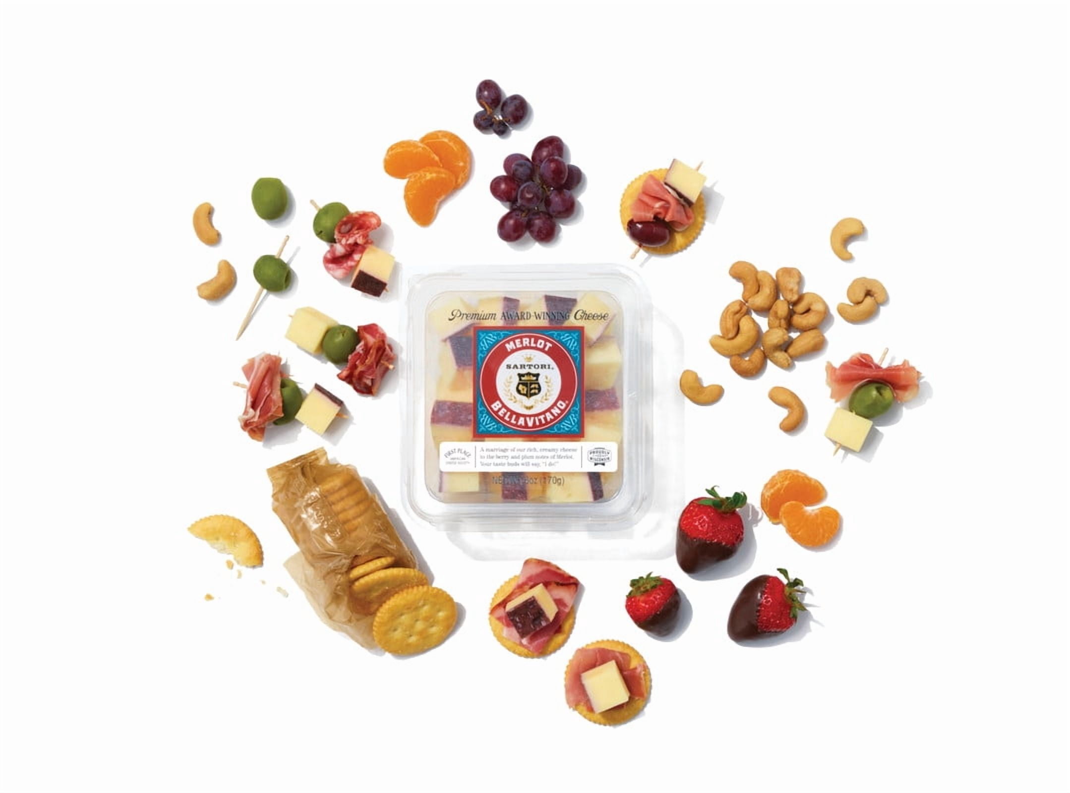 Sartori Merlot BellaVitano Cheese Cubes, Specialty Cheese, Aged Cheese, Fruity, Savory, Wine Soaked Cheese, Refrigerated