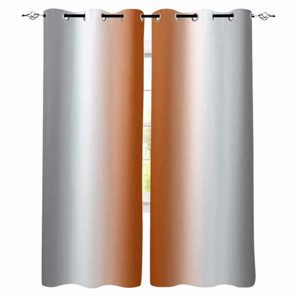 Blackout Curtains for Bedroom, Gray Orange Room Darkening Window Drapes for Living Room, Modern Gradient Geometric Thermal Insulated Grommet Curtains, 52x84 inch, 2 Panels