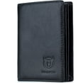 thumbnail image 1 of BULLCAPTAIN Large Capacity RFID Blocking Genuine Leather Wallet Black QB-027, 1 of 12