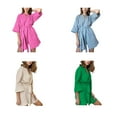 thumbnail image 4 of Qarigey de algodón de crespón para mujer, albornoces cortos, camisón de Hotel para el hogar, absorbente de sudor, ropa de dormir de Color Pijama Azul S Qarigey AP019192-04, 4 of 6