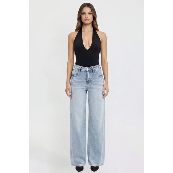 Women's Wide Leg Jeans with Seam Detail