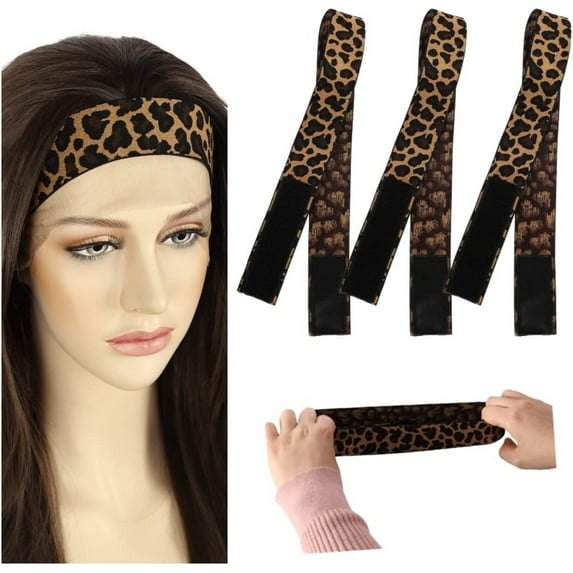 3pcs 3.5cm Elastic Bands for Wigs, Lace Melting Band, Leopard Print Wig Band, Melt Band for Wigs and Baby Hair, Wig Accessories for Salon, Wigs Supplies, Edge Laying Band