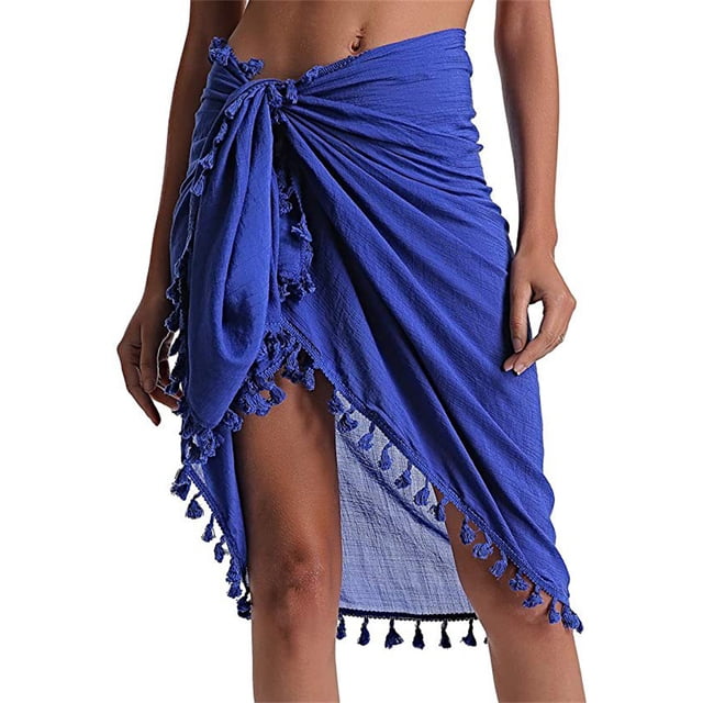 Guardurnaity Poliéster Niñas Bohemia Tamaño libre Transpirable Vacaciones de verano Fuera de la playa Faldas Ropa de playa Ropa Azul Type2 NO2