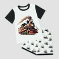 thumbnail image 2 of Caqnni Toddler Boy Clothes Outfits Kid Summer Hawaiian Print T-Shirt + Elastic Shorts Cartoon Print 2PCS Set 3 6 12 18 Months 2T Summer Pjs Kids Gift 2PCS Pajamas Outfits (2-3 Years), 2 of 4