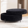 thumbnail image 3 of Arouseden 31" Black Round Storage Ottoman with Tray, Large Round Ottoman Coffee Table with Storage,Chenille Circle Ottomans,Big Round Ottoman with Storage for Living Room, 3 of 7