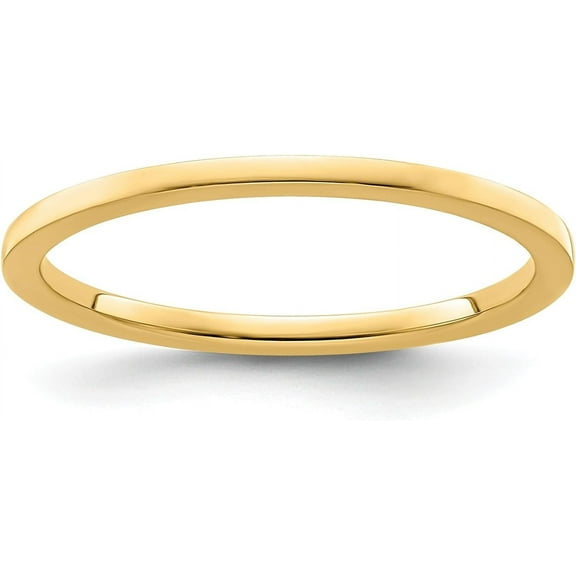 Solid 10K Yellow Gold 1.4mm Flat Polished Stackable Band Size 6 - Ring Size 6.0