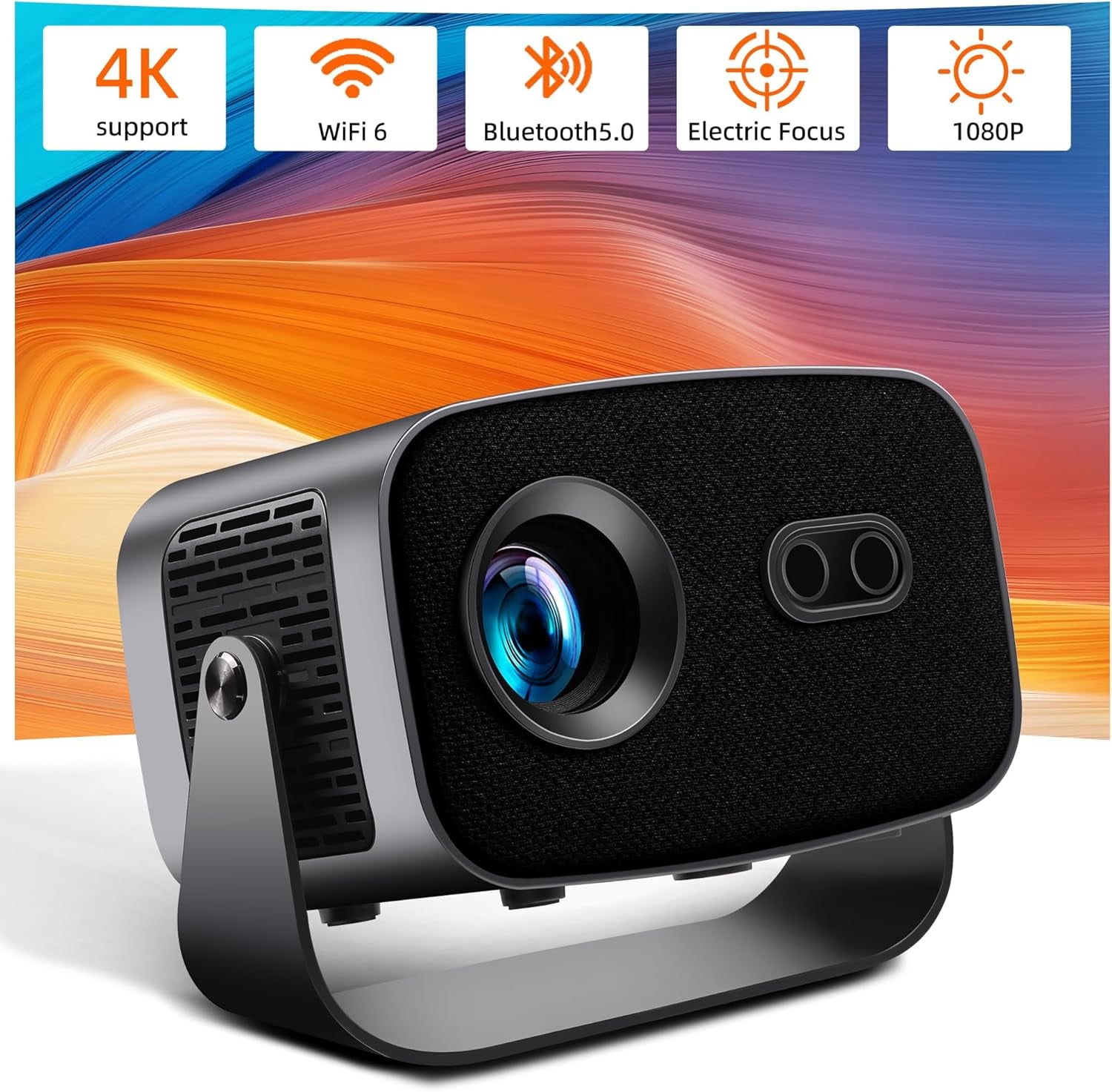 CNV Smart Mini Projector with WiFi and Bluetooth,supports 1080P Portable,supports 4k Outdoor Portable Projector,Wireless mirror screen mirroring