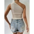 thumbnail image 5 of Women'S One Shoulder Tank Ruched Textured Asymmetrical Sleeveless Shirt Going Out Tops  M, 5 of 7