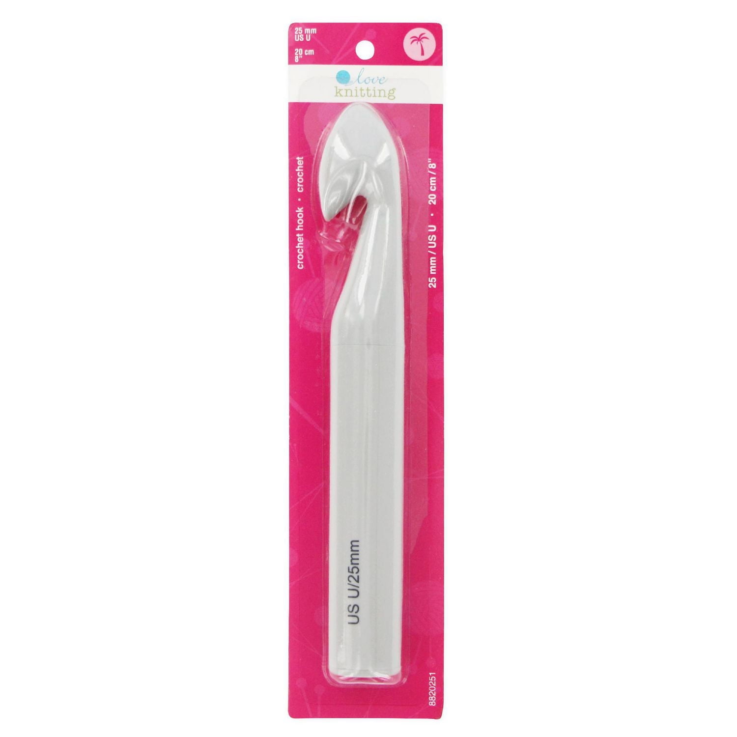 Love Knitting Aluminum Crochet Hook, 25 mm × 20 cm