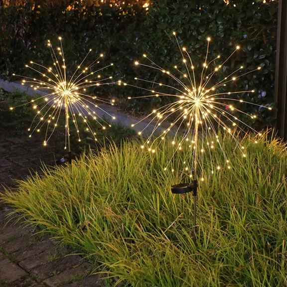 150 Led Solar Firework Lights Outdoor Waterproof Path Lawn Garden Decor Lamp