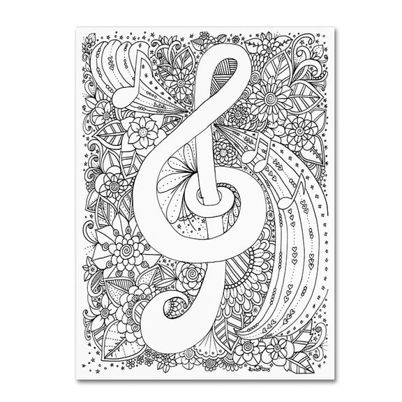 KCDoodleArt 'J-Clef Doodle' 14 x 19 Canvas Art