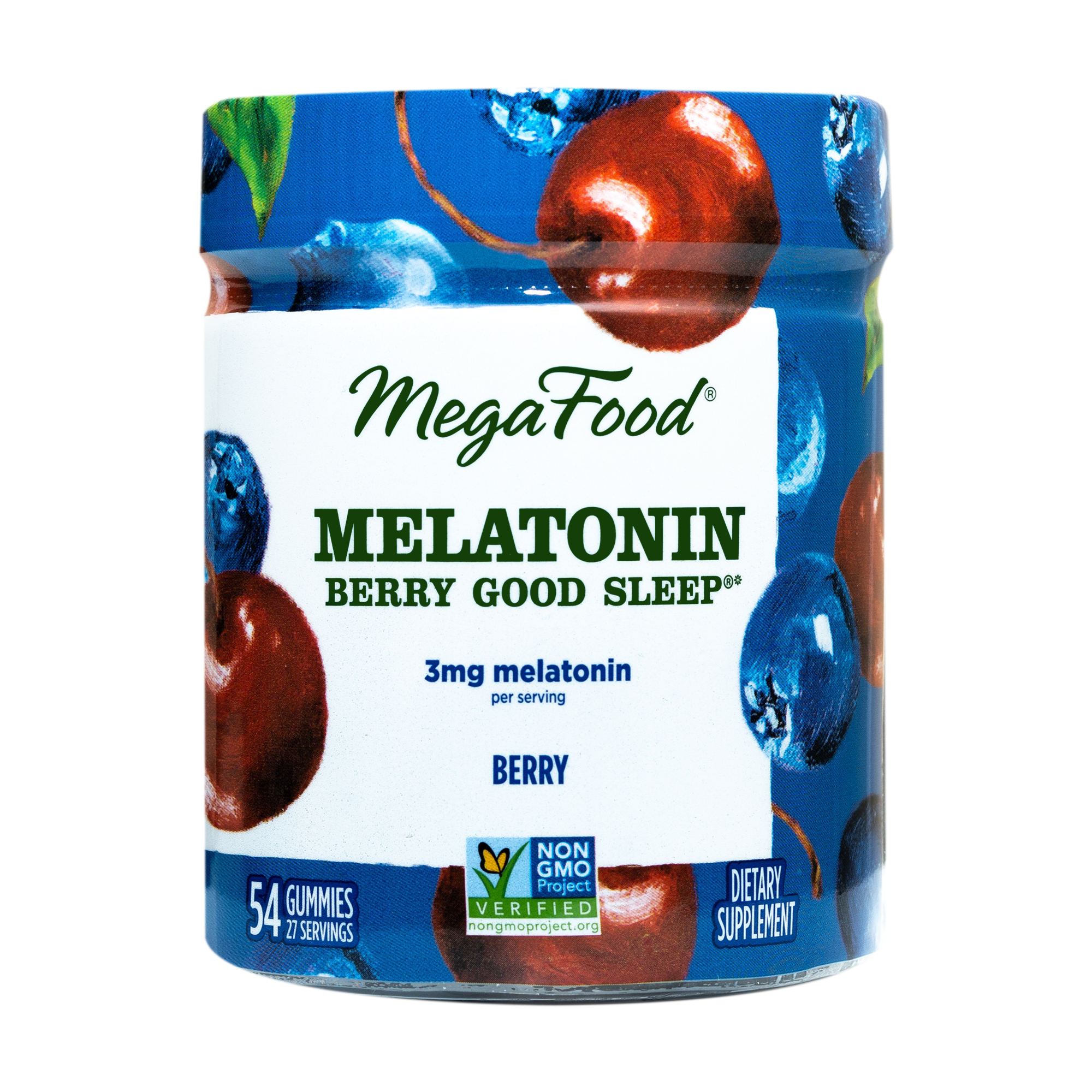 MegaFood Melatonin Berry Good Sleep - Melatonin 3mg Gummy - Sleep Support - Non-GMO, Vegan, Gluten-Free - Berry - 54 Gummies (27 Servings)