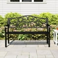 thumbnail image 4 of Costway 50" Porch Bench with Ergonomic Backrest & Armrests Floral Patterns Curved, 4 of 10