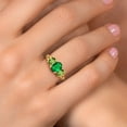 thumbnail image 4 of Gem Stone King 18K Yellow Gold Plated Silver Green Nano Emerald and Green Peridot Filigree Style 3 Stone Ring for Women (1.75 Cttw, Oval 8X6MM and 6X4MM) (Size 9), 4 of 6