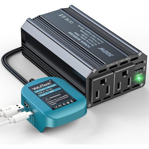 Power Inversor de Energía Compatible con Batería Ma*kita 18V, DC 18V a AC 110V Estación de Energía Portátil Generador con 2 Tomas AC y 1 Type-C PD 65W y 1 USB a 18W Máx para Emergencia
