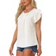 thumbnail image 4 of INSPIRAR CHIC Blusas de Verano para Mujeres con Puntos Suizos, Cuello Redondo, Mangas Cortas en Pétalo, Tops Tunic Florales Lindos, Blancos, Talla XS, 4 of 6