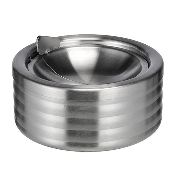 Cenicero elegante para cigarrillos con tapa, cenicero de acero inoxidable resistente al viento para fumadores, decoración para el hogar y la oficina, apto para lavavajillas, usos múltiples, difícil