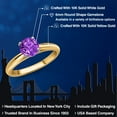 thumbnail image 2 of Gem Stone King 10K Two Tone Gold Purple Zirconia Solitaire Engagement Ring for Women | 1.50 Cttw | Round 6MM | Gemstone Birthstone | Size 6, 2 of 6