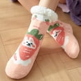 thumbnail image 2 of MZXELPRJD No Show Socks Womens Christmas Cartoon Floor Socks Thicken Warm Non-slip Sleeping Socks Slippers Socks, Crew Socks for Women White, 2 of 5