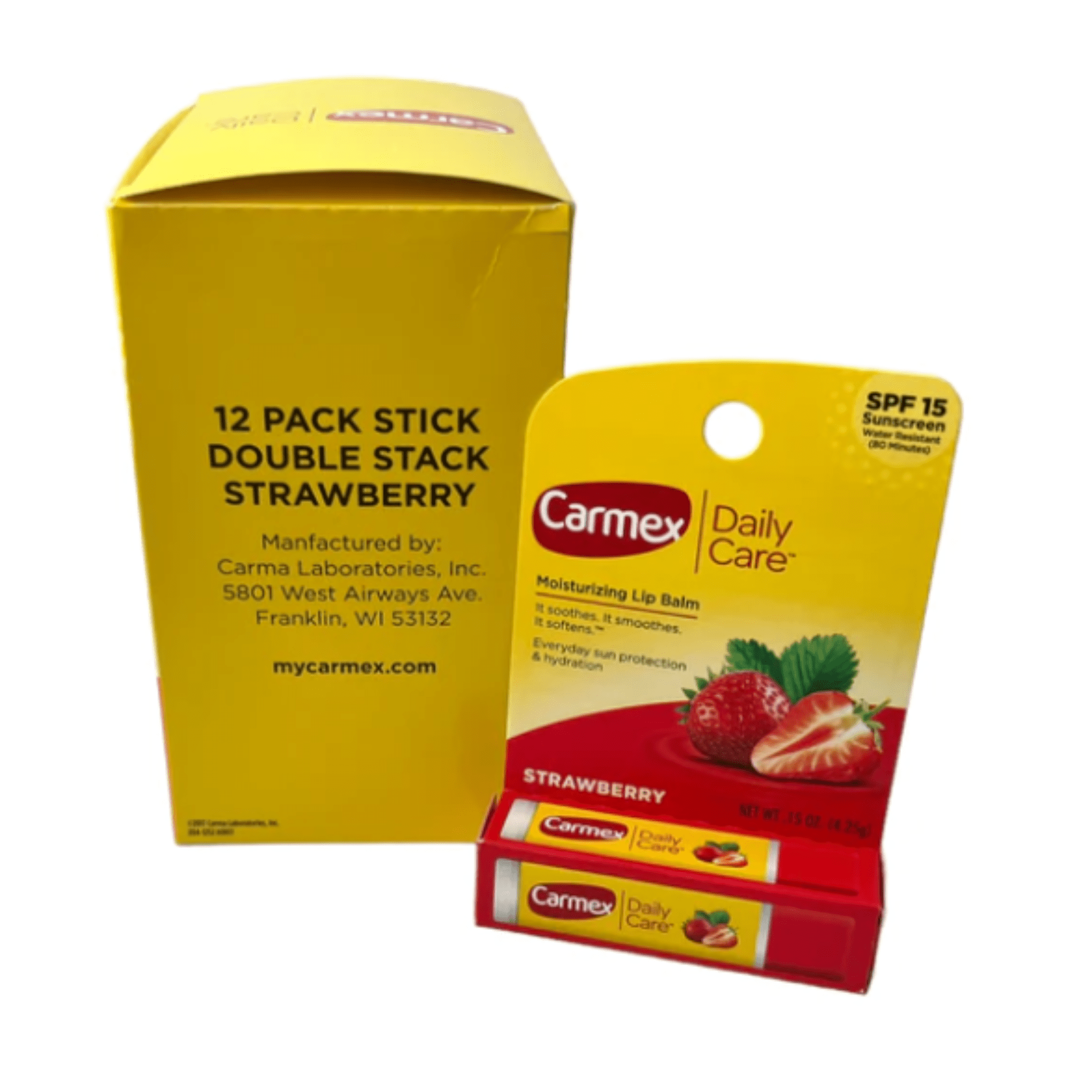 Carmex Classic Strawberry Flavor Stick .15 Oz. (Pack of 12)