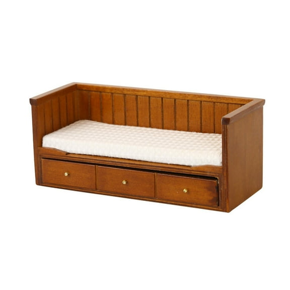 LIANGXR Bedroom Single Bed Miniature Furniture Model Dolls Houses Accessory Realistic Vintage Bed Playset 1:12