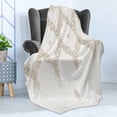 thumbnail image 4 of Moroccan Soft Flannel Fleece Throw Blanket, Ornate Background Traditional Soft Color Eastern Elements and Pattern, Cozy Plush for Indoor and Outdoor Use, 50" x 70", White Umber Camel, by Ambesonne, 4 of 5